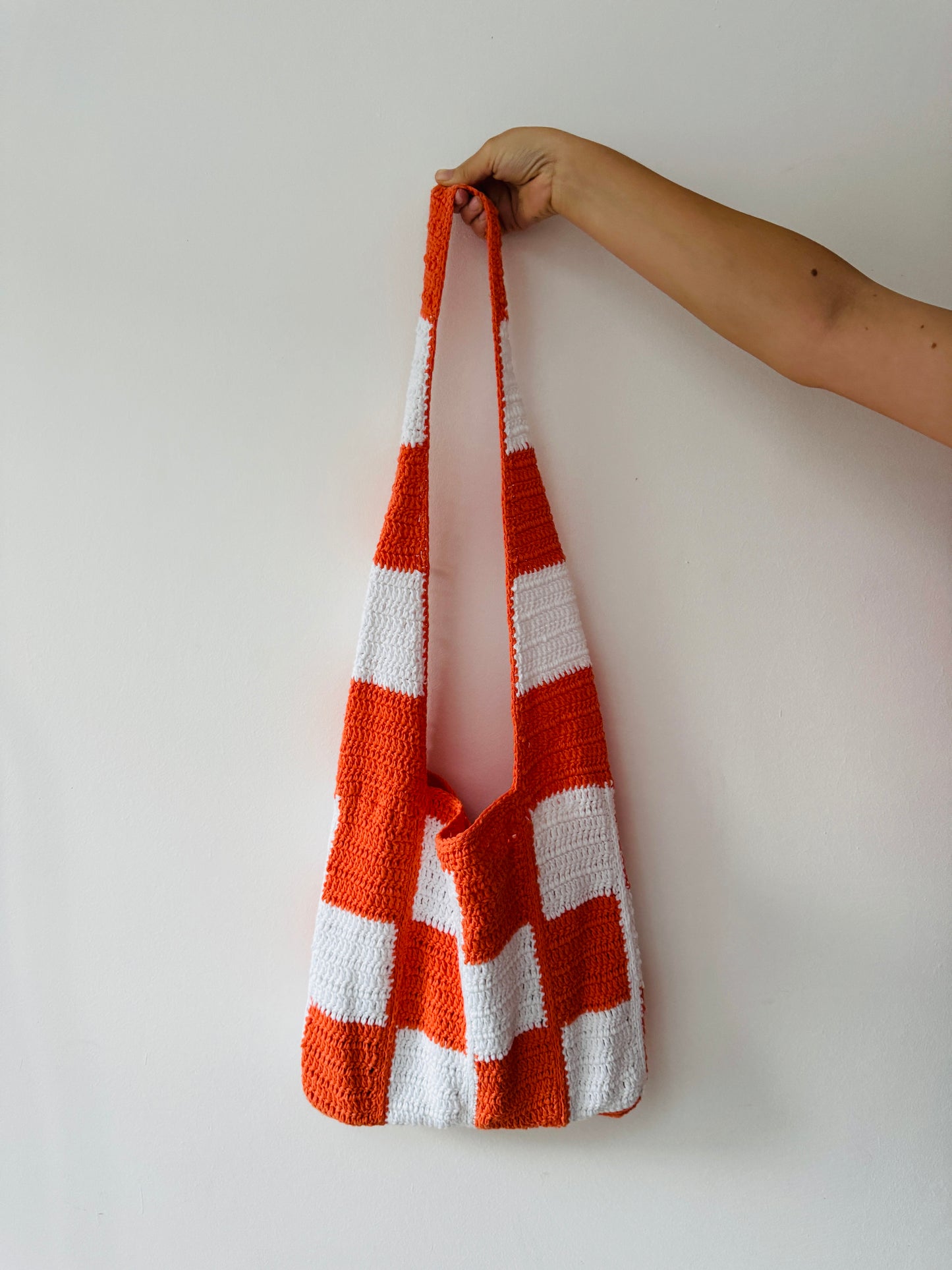 Bolso damero blanco&naranja